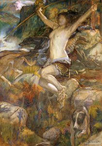 Diana z lovu, 1901 (wc na papíře) od John Byam Liston Shaw