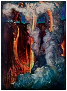 Hells Mouth from The Pilgrims Progress from This World, To What Is To Come John Bunyan (1628-1688) Ilustrace Byam Shaw (1872-1919) zobrazující Christiana v Údolí stínu smrti od John Byam Liston Shaw