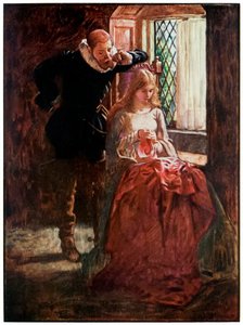 Pan Brisk a Mercy z Poutníci postupují z tohoto světa, do toho, co má přijít John Bunyan (1628-1688) Ilustrace Byam Shaw (1872-1919), pan Brisk se dvoří Mercy, dokud ji neobjeví i od John Byam Liston Shaw