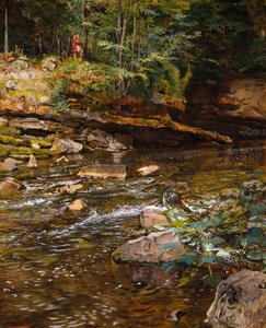 Kelpie a Highlander (křída a tělová barva na papíře) od John Byam Liston Shaw