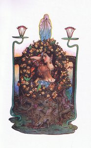 Zahrada u mostu, ilustrace z The Garden of Kama (a další texty z Indie), 1920 od John Byam Liston Shaw