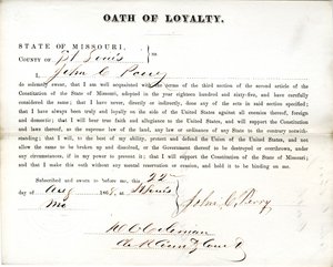 Věrnostní přísaha Johna C. Perryho z Missouri, hrabství St. Louis od John C. Perry