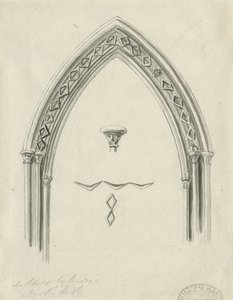 Interiér katedrály Lichfield – oblouk v severní uličce: sépiová kresba, nd [?19. století] (kresba) od John Carter
