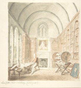 Lea Castle, Pohled v knihovně, Pohled na východ, ca. 1816.