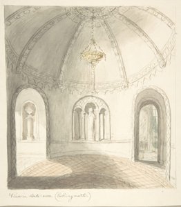 Lea Castle, Worcestershire, Pohled v předsíni, Pohled na sever, ca. 1816.