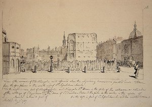 Pohled na zbytky staré věznice Newgate
