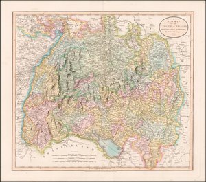 Mapa Švábska z roku 1799, John Cary