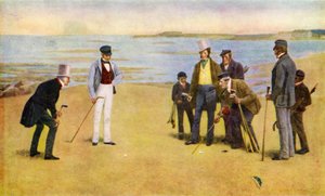 Stymie, čtveřice hrající golf v North Berwick od John Charles (after) Dollman