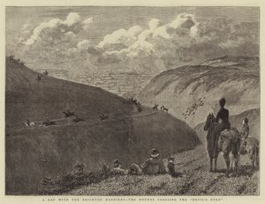Den s Brighton Harriers, honiči překračující Ďáblovu hráz od John Charles Dollman