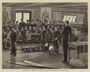 Ambulance Drill na palubě HM Training-Ship Exmouth od John Charles Dollman