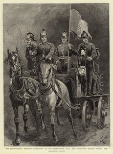 Mezinárodní hasičský turnaj v zemědělské hale, portugalská brigáda projíždí kolem od John Charlton