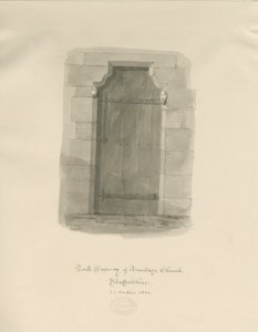 Armitage Church - North Doorway: sépie kresba od John Chessell Buckler