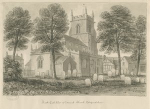 Kostel Cannock: sépiová kresba od John Chessell Buckler