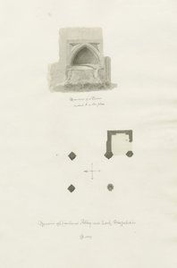 Dieulacres Abbey: sépiová kresba od John Chessell Buckler