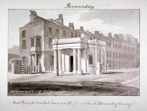 Východní pohled na nový mýtný dům poblíž kostela svatého Jakuba, Bermondsey, Londýn, 1827. od John Chessell Buckler