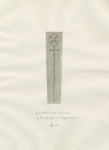Enville Church - Gravestone: sépiová kresba od John Chessell Buckler