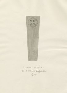 Enville Church - Gravestone: sépiová kresba od John Chessell Buckler