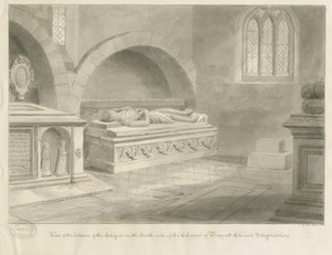 Interiér Draycott v kostele Moors: sépiová kresba, 1841 od John Chessell Buckler