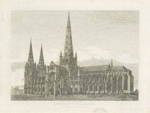 Katedrála Lichfield - South East View: rytina a [c 1820] (tisk) od John Chessell Buckler