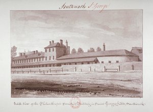 Severní pohled na Philanthropic Society Institution na London Road, Southwark, Londýn, 1827 od John Chessell Buckler