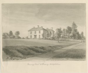 Penkridge - Parsonage House: sépiová kresba od John Chessell Buckler