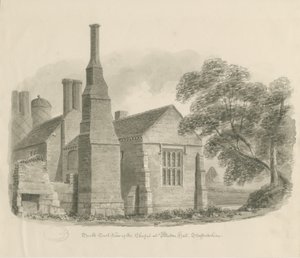 Pillaton Hall - Kaple: sépiová kresba od John Chessell Buckler