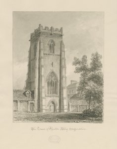 Ranton Abbey [Převorství] - Věž: sépiová kresba od John Chessell Buckler