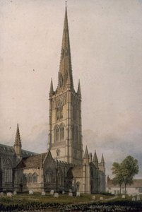 Kostel sv. Wulframa, Grantham (akvarel na papíře) od John Chessell Buckler