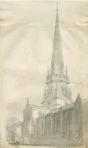 Stafford - Kostel Panny Marie: sépiová kresba, nd [1841] (kresba)