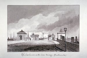Mýtné domy na Southwark Bridge, Londýn, 1827. od John Chessell Buckler