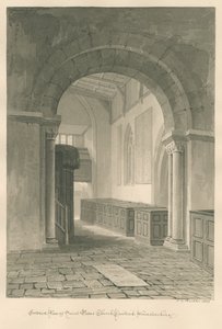 Worcestershire - Droitwich - interiér kostela svatého Petra: sépiová kresba