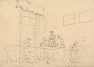 Pokoj v Great Grove House, Kensington, seminář paní Bavizzettiové od John Claude Nattes