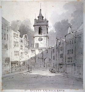 Kostel svatého Jiljí bez Cripplegate z Fore Street, City of London, 1790. od John Claude Nattes