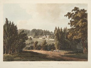 The Residence of Rousseau, ilustrace z Versailles, Paříž a Saint Denis, hospoda. 1809 (akvatinta) od John Claude Nattes