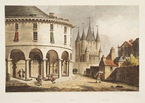 Chrám, ilustrace z Versailles, Paříž a Saint Denis, hospoda. 1805 (akvatinta) od John Claude Nattes
