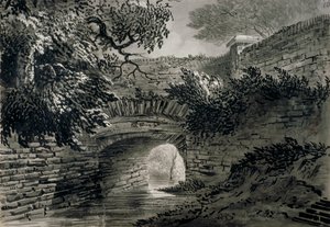 Pohled na část odvodňovacího systému Serpentine v Hyde Parku, Londýn, c1817 od John Claude Nattes