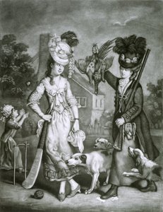 Miss Wicket a Miss Trigger, 1778 (mezzotinta)