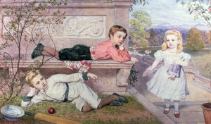 Farrer Children, Gaspard, Henry a Cecilia v zahradách venkovského domu v Berkshire od John Collingham Moore