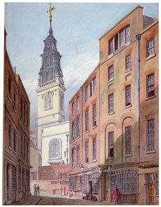 Kostel svatého Michaela, Crooked Lane a část Crooked Lane, City of London, c1815.
