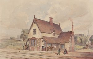 Viktoriánské venkovské vlakové nádraží a železniční přejezd, 1844-77. od John Connell Ogle