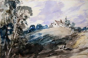 Chata na vysokém břehu (akvarel na papíře) od John Constable