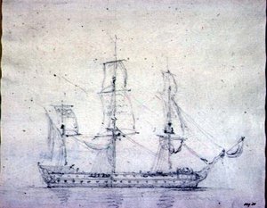 A Man-o-war (grafit na papíře) od John Constable