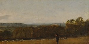 Pastýř v krajině při pohledu přes Dedham Vale směrem k Langhamu, ca. 1811. od John Constable
