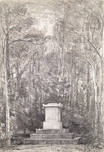 Kenotaph siru Joshua Reynolds v Coleorton Hall, Leicestershire, 1823 (kresba tužkou) od John Constable