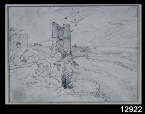 Chaty na vysokém břehu, 1834 od John Constable