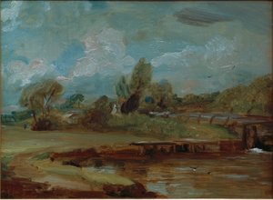 Flatford Lock z cesty u řeky od John Constable
