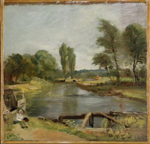 Flatford Lock, 1810-11 (olej, papír na plátně) od John Constable