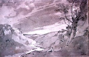 On the Dove near Buxton, 1801 (mytí tužkou a sépií) od John Constable