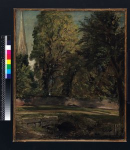 Salisburská katedrála při pohledu nad blízkou zdí od John Constable
