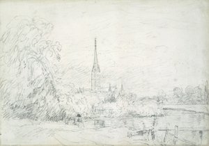 Katedrála v Salisbury ze severozápadu, 1829 (grafit na papíře) od John Constable